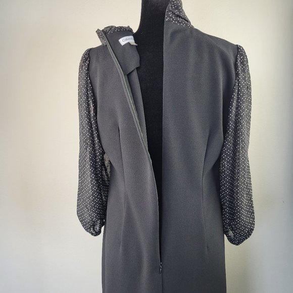 Calvin Klein black blouson style sleeve midi dress size 12 - Picture 3 of 13